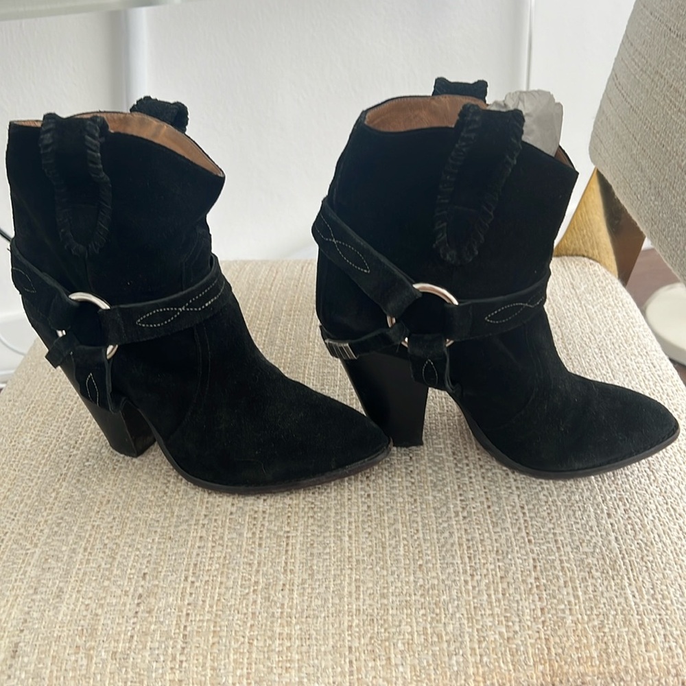 Isabel Marant Etoile Rawson Black Suede Harness Ankle Boot